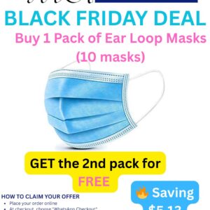 1 Pack of Ear Loop Masks (10 masks) + the second pack FREE
