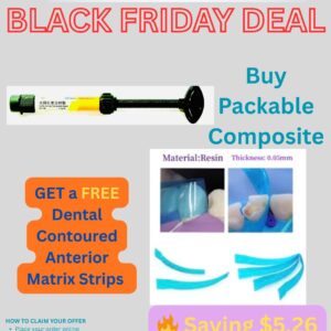 Buy 1 Packable Composite + FREE Dental Contoured Anterior Matrix Strips (Pack of 5 – Blue Transparent)