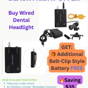 Wired Dental Headlight + Additional Belt-Clip Style Battery — FREE